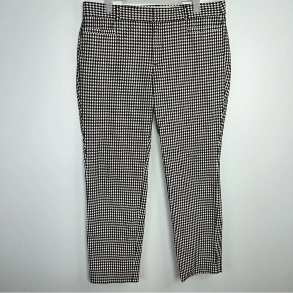 Banana Republic Sloan Houndstooth Ankle Pants Size 10 Workwear Chic Black White